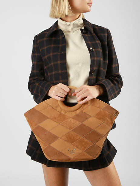Sac Porté Main Neflier Patchwork Woomen Marron neflier patchwork WNET01 vue secondaire 2