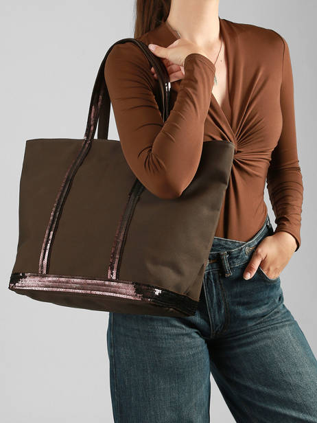Large Zipped Shoulder Bag Le Cabas Sequins Vanessa bruno Brown cabas 1V40409 other view 1