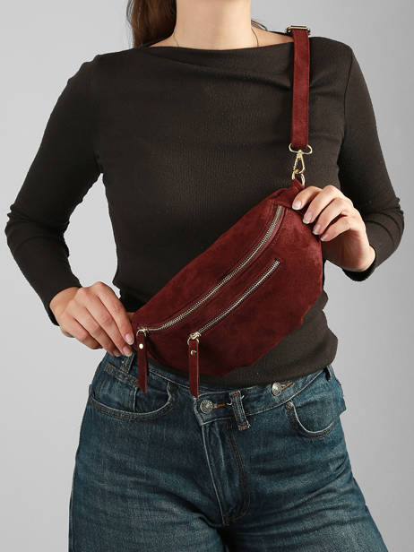 Sac Banane Cuir Milano Rouge velvet VE24119O vue secondaire 1