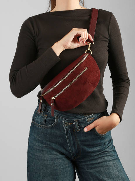 Sac Banane Cuir Milano Rouge velvet caviar VC24111 vue secondaire 1