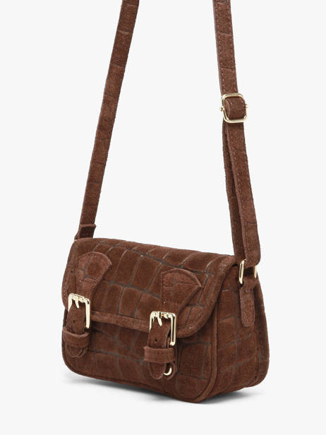 Sac Bandoulière Velvet Croco Cuir Milano Marron velvet croco CV26062 vue secondaire 1