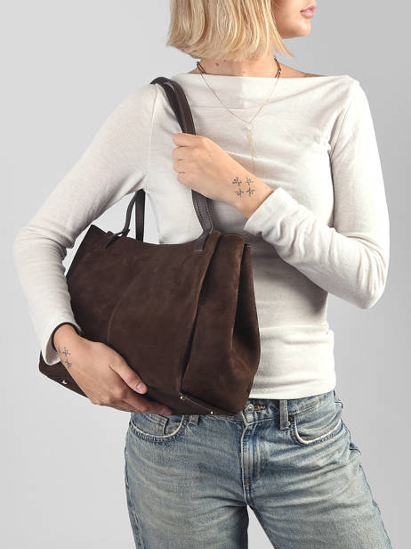 Sac Porté épaule Suede Cuir Lancaster Marron suede 58 vue secondaire 1