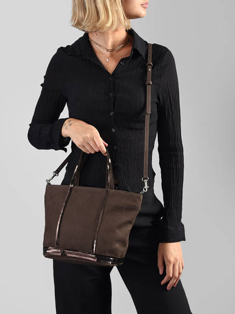Sac Bandoulière Cabas Cuir Cuir Vanessa bruno Marron cabas cuir 8V40435 vue secondaire 1