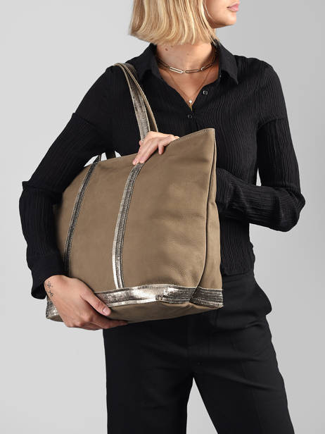 Sac Porté épaule Cabas Cuir Cuir Vanessa bruno Vert cabas cuir 8V40409 vue secondaire 1