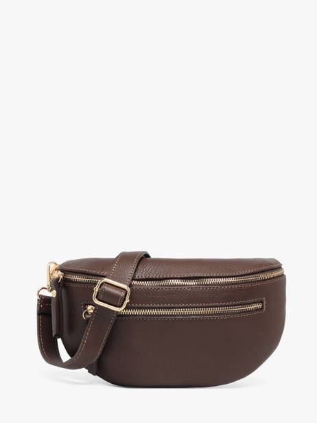 Sac Banane Cuir Milano Marron caviar CA23111O