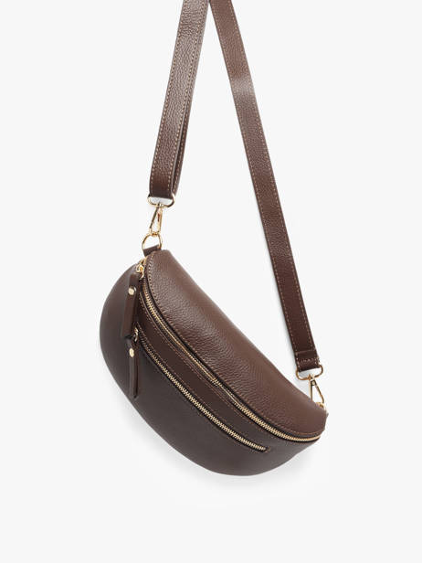 Sac Banane Cuir Milano Marron caviar CA23111O vue secondaire 2