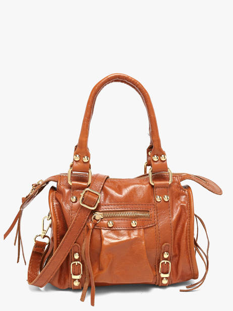 Satchel Shiny Sauvage Leather Milano Brown shiny sauvage SS24093