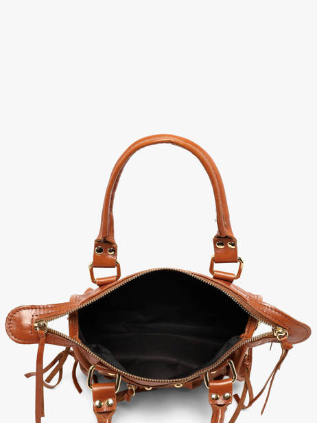 Satchel Shiny Sauvage Leather Milano Brown shiny sauvage SS24093 other view 3