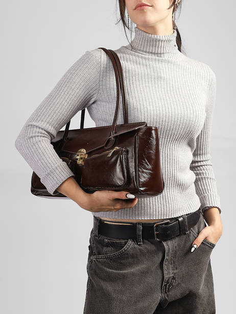 Baguette Bag Shiny Sauvage Leather Milano Brown shiny sauvage SS26063 other view 1