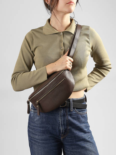 Sac Banane Cuir Milano Marron caviar CA23111O vue secondaire 1