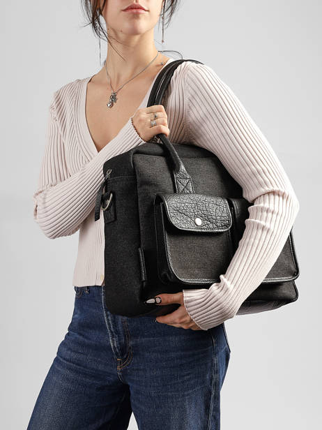 A4 Size Satchel Denim Paul marius Black denim DANDYDEN other view 1