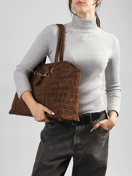 Shopping Bag Velvet Croco Leather Milano Brown velvet croco CV26063 other view 1