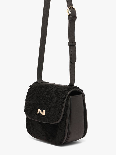 Sac Bandoulière Pénélope Peau Lainée Et Cuir Nathan baume Noir odyssey 1S vue secondaire 1