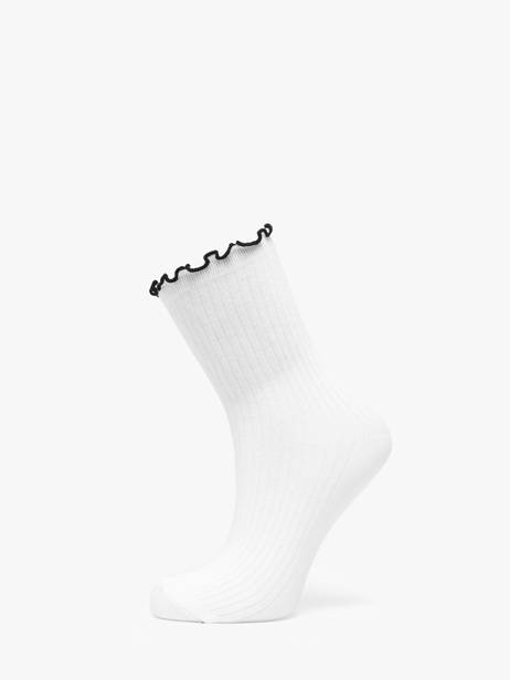 Chaussettes Contrast Frills Pieces Blanc socks women 17160900