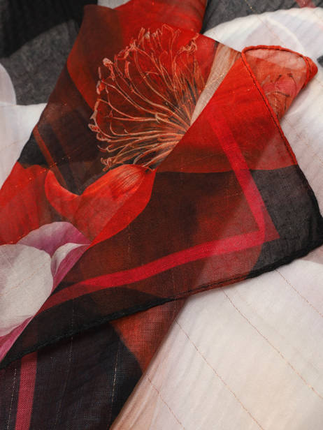 Foulard Imprimé Fleurs 80x180 Polyester Desigual Noir rosea 26WAWA17 vue secondaire 1