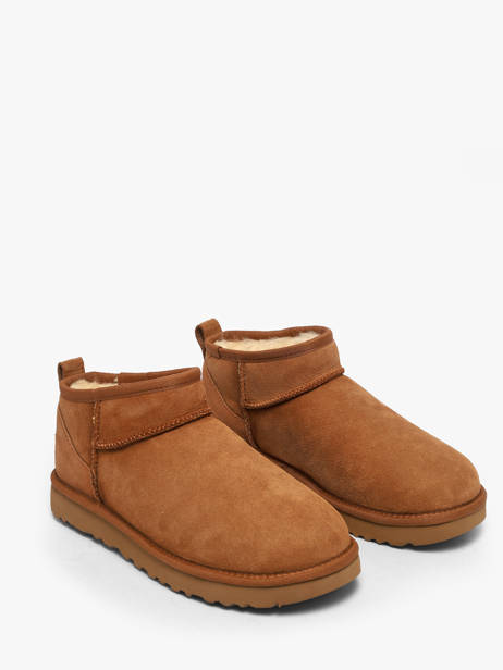 Boots Classic Ultra Mini En Cuir Ugg Marron women 1116109 vue secondaire 2
