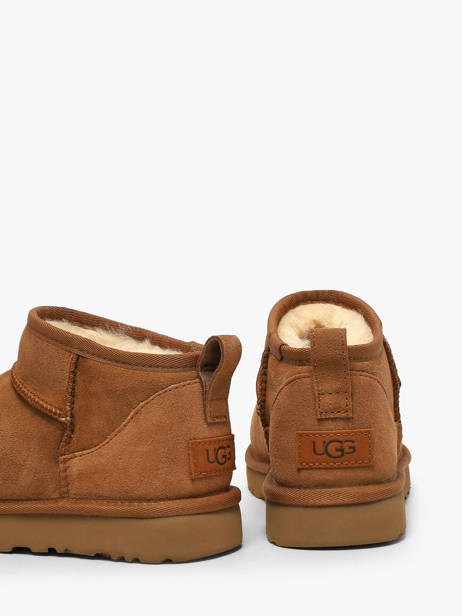 Boots Classic Ultra Mini En Cuir Ugg Marron women 1116109 vue secondaire 3