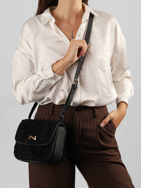 Shearling And Leather Pénélope Crossbody Bag Nathan baume Black odyssey 1S other view 1