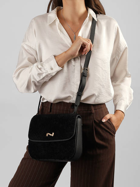 Shearling And Leather Ulysse Crossbody Bag Nathan baume Black odyssey 2S other view 1