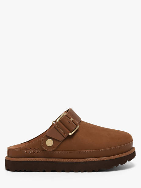 Slippers With Straps In Leather Ugg Brown women 1169590