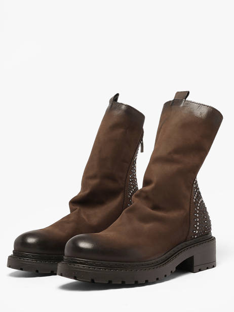 Bottines En Cuir Metisse Marron women MA1024 vue secondaire 1