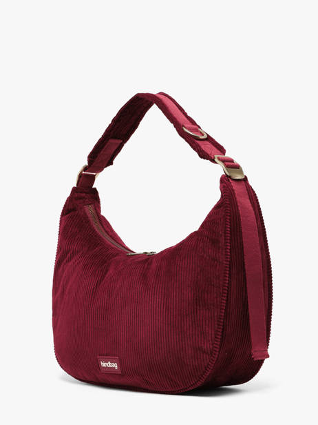 Sac Porté épaule Bianca Velours Côtelé Hindbag Rouge velours V vue secondaire 2