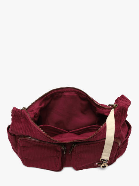 Sac Bandoulière Velours Velours Côtelé Hindbag Rouge velours V vue secondaire 3