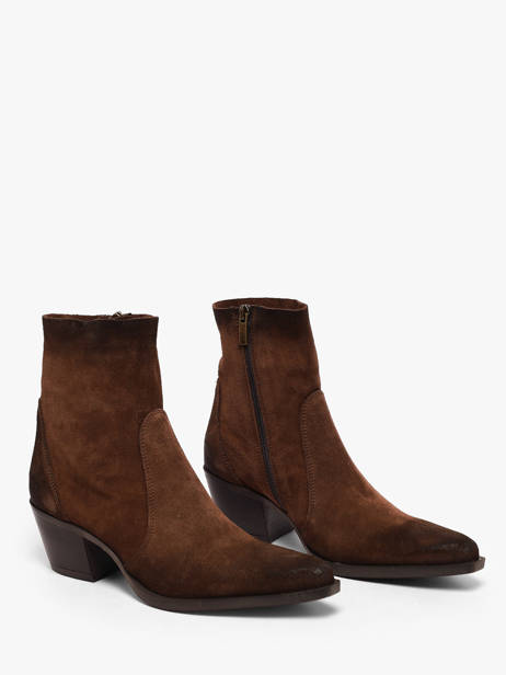 Bottines à Talon En Cuir Metisse Marron women GA11 vue secondaire 1