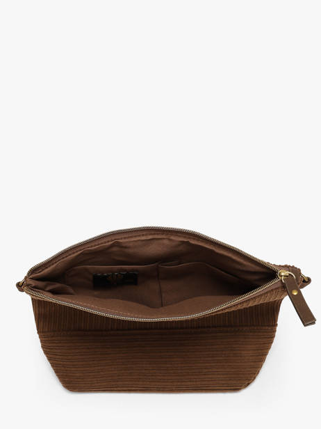 Sac Bandoulière Velours Le voyage en panier Marron velours AHP304 vue secondaire 3