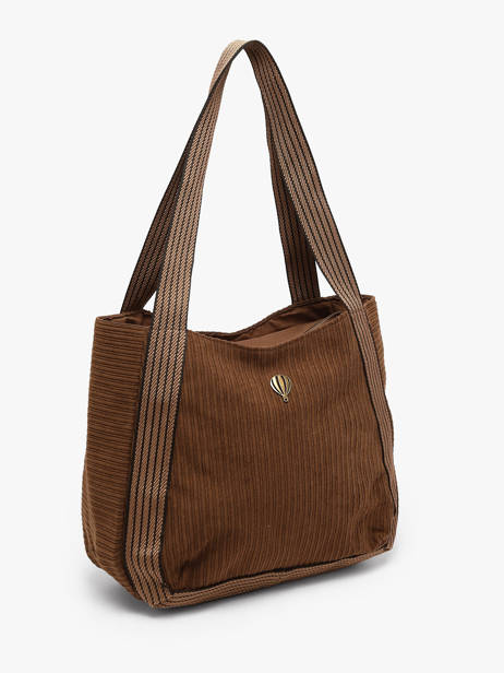 Sac Porté épaule Velours Le voyage en panier Marron velours AHP308 vue secondaire 2