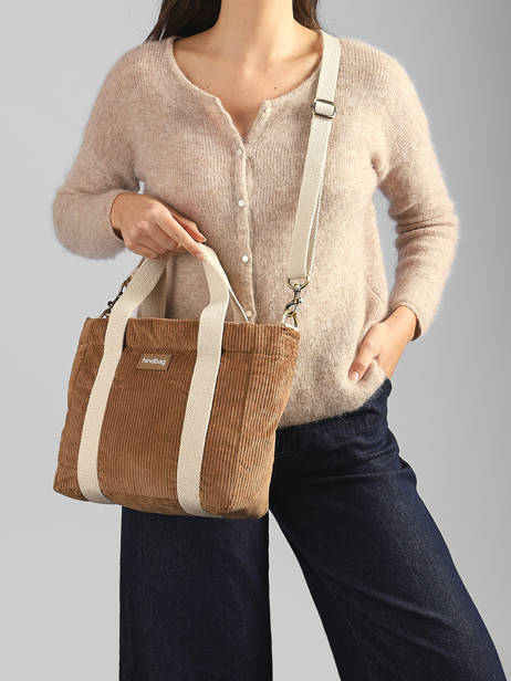 Sac Porté Main Velours Velours Côtelé Hindbag Marron velours V vue secondaire 1