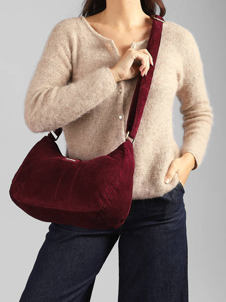 Sac Bandoulière Rosa Velours Côtelé Hindbag Rouge velours V vue secondaire 1
