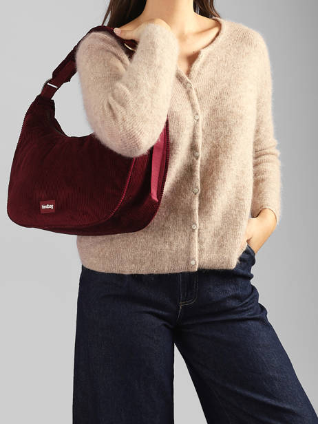 Sac Porté épaule Bianca Velours Côtelé Hindbag Rouge velours V vue secondaire 1