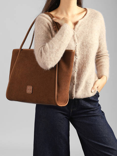 Sac Shopping Verona Velours Côtelé Laurent david Marron ld bags 111 vue secondaire 1