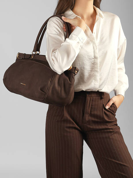 Grand Sac Lune En Cuir Nubuck Vanessa bruno Marron lune 3V40921 vue secondaire 1