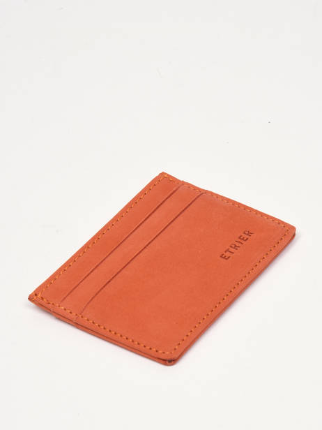 Leather Card Holder Etincelle Nubuck Etrier Orange etincelle nubuck EETN011 other view 1