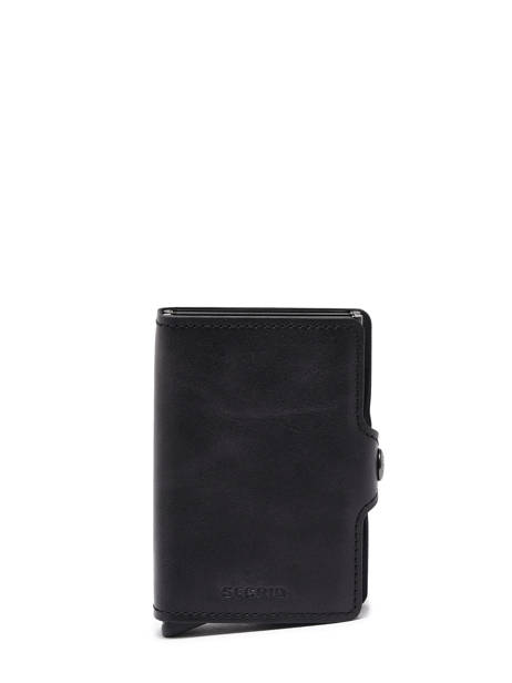 Leather Twin Card Holder 2 Compartments Secrid Black vintage TV